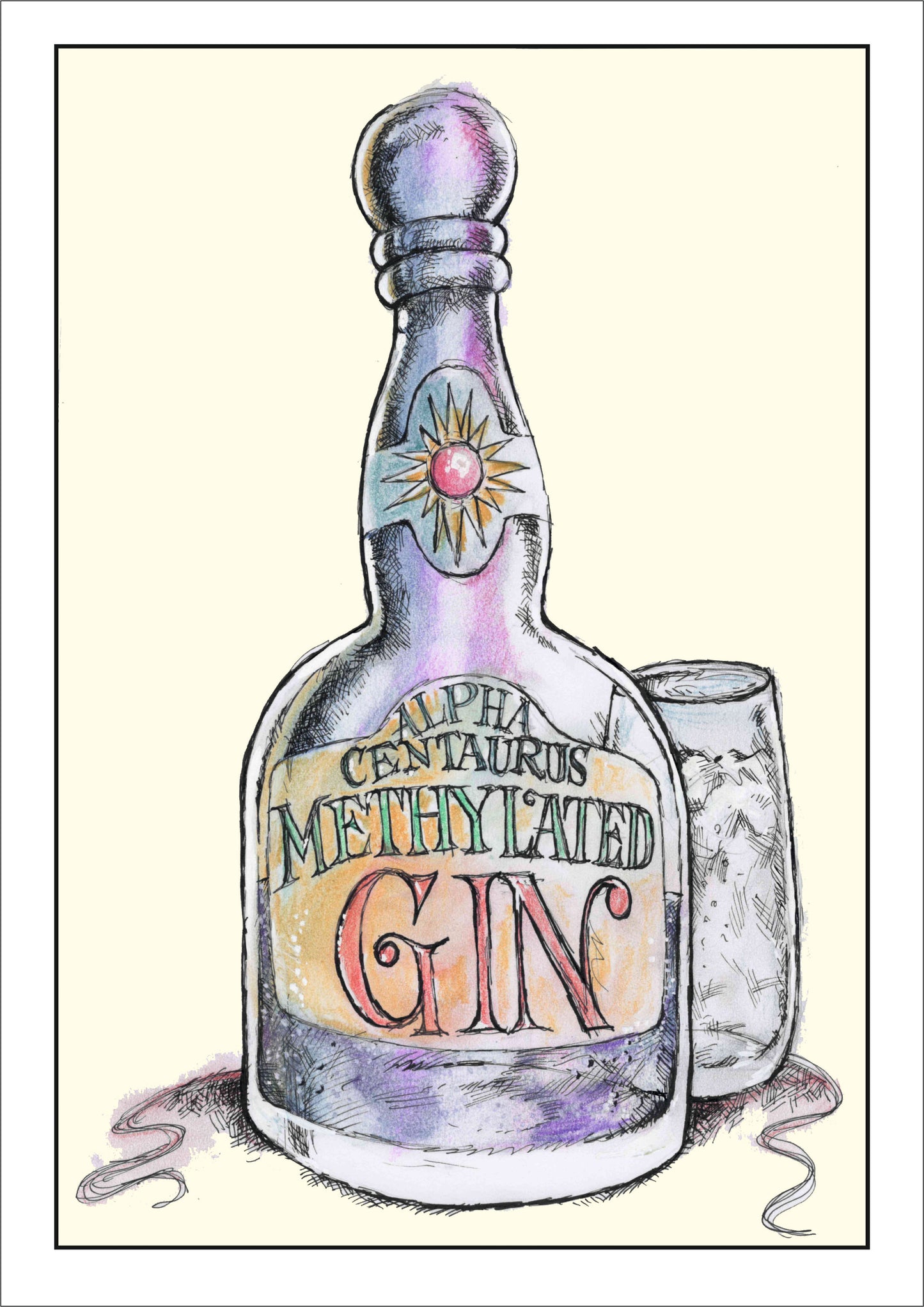 'Methylated Gin' Illustrated Print