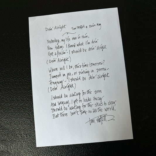 'Doin' Alright' handwritten lyrics